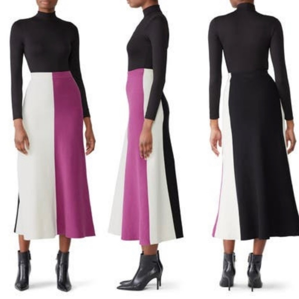 Derek Lam Colorblock Knit Skirt Purple